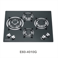 Cuisinière à gaz GPL/GN encastrable OEM/ODM d'usine, plaque de cuisson à gaz encastrable 4 brûleurs en verre pour cuisine domestique