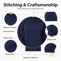 Sweat-shirt à col rond pour femme en coton mélangé et élasthanne, respirant et confortable, grande taille, décontracté, à manches ballon amples