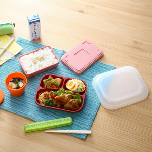 TAKAGI BPA Free PP Plastic Reusable 3 <b>Compartment</b> School <b>Lunch</b> <b>Box</b> Set Dishwasher Safe Classic Design For Kids - Product Image 2