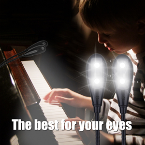 <span class=keywords><strong>LED</strong></span> Đọc Clip Ánh Sáng Xách Tay Nhỏ Cuốn Sách Đèn Kép Cánh Tay 4 <span class=keywords><strong>LED</strong></span> USB Âm Nhạc Đứng Ánh Sáng Cuốn Sách Ánh Sáng - Product Image 6