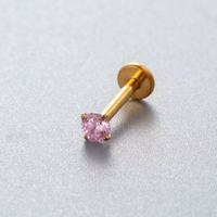 YW G23 titane punaise Piercing bijoux ASTM F136 titane avec une seule lèvre Zircon Labret goujon Cartilage boucle d'oreille 16G