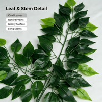 Daun Beringin Maple Putih, Dedaunan Hijau, Bonsai Buatan Tinggi, Tanaman Hias Evergreen untuk Dekorasi Dalam/Luar Ruangan