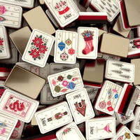 Ensemble de Mahjong Américain Doré de Noël, Quatre Couches en Acrylique, Cadeau de Luxe pour les Fêtes de Famille et les Soirées Jeux
