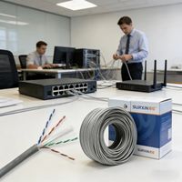 Câble CAT6 intérieur/extérieur CCA UTP 23AWG solide 305m 550MHz 10Gbps PVC étanche pour réseau LAN Ethernet domestique et professionnel