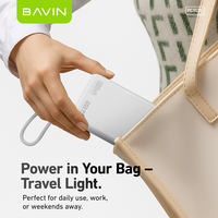 BAVIN PC1135 10000mah 22.5W Ultra Mince Portable Mobile Phone Power Bank avec Nylon Type C Usb Cable