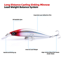 Leurre de pêche coulant 25,5 g/10,7 cm, 15 couleurs, yeux 3D, appâts durs artificiels pour la pêche à la truite, au bar et en eau douce