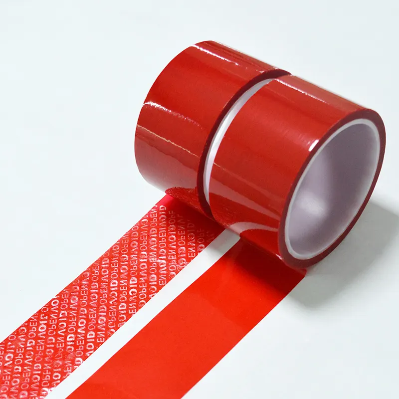 Flexography Wholesale Self Adhesive Red Tamper Evident Tape Void Warranty Carton Sealing Security Tape