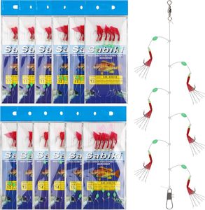 12 paquets appâts de pêche plates-formes de <span class=keywords><strong>surf</strong></span> en eau salée leurres de poisson avec crochets crochets à haute teneur en carbone véritable peau de poisson rouge lueur - Product Image 1