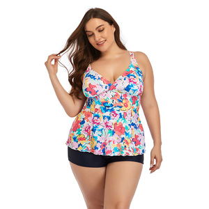 Traje de Baño Vintage de Dos Piezas, Tankini Retro Floral para <span class=keywords><strong>Mujer</strong></span>, Traje de Baño de Talla Grande con Push-Up, Ropa de Playa 2021, Venta al por Mayor - Product Image 6