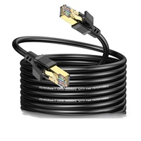Cat8 kabel jaringan RJ45 10GB, jaket PVC bebas oksigen tembaga murni 5m berpelindung 40G2000MHZ Cat8