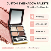 Palette de fards à paupières quatre couleurs personnalisable avec logo, pigment lisse, poudre compacte, fini mat et scintillant, pour les paupières claires et foncées – Meilleures ventes