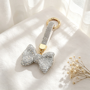 Luxury Shiny Rhinestone Bow Keychain Fashion Crystal <b>Key</b> Strap Gold Tone <b>Key</b> Ring for Purse Handbag Decoration - Product Image 2
