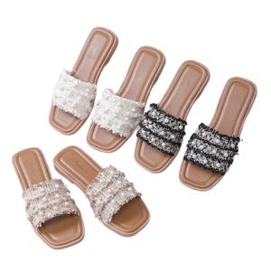 Sandalias de Lujo para Mujer con Decoraciones de Perlas, Sandalias Planas Cómodas para Dama, Sandalias de Moda de Verano, Bonitas Sandalias Abiertas para Exteriores - Product Image 1