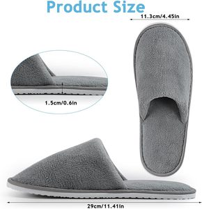 Pantoufles de luxe portables en tissu éponge gris de haute qualité avec logo personnalisé, semelle antidérapante, pour hôtels et spas (vente en gros) - Product Image 2
