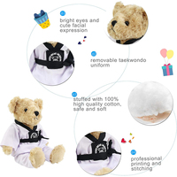 Ours en peluche Taekwondo personnalisé en usine, jouet en peluche d'arts martiaux, cadeaux adorables pour filles et garçons