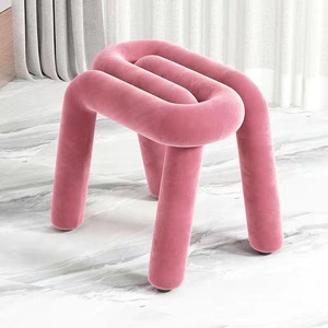 Chaise de salle à manger en flanelle avec dossier de forme spéciale, simple <span class=keywords><strong>et</strong></span> moderne, tabouret de changement de chaussures pour l'entrée du salon, meubles de maison - Product Image 5