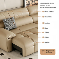 Canapé-lit électrique moderne en cuir véritable italien, 3 places, structure en bois massif, fauteuil inclinable électrique avec moteur silencieux