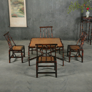 Chinese Style <b>Bamboo</b> Tea Table Set 4 Seater Solid Wood Garden Furniture Outdoor Indoor Use - Product Image 5