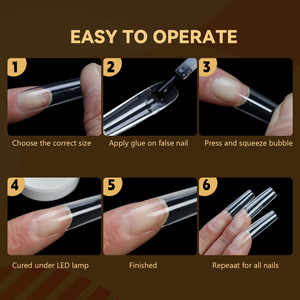 Faux ongles en gel souple à couverture complète, formes Cercueil et Amande, en acrylique, boîte personnalisée OEM pour manucure - Product Image 4