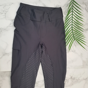 <span class=keywords><strong>Pantalon</strong></span> d'équitation en polyester gris prêt à être expédié, avec poche, en silicone, respirant, élastique, coupe legging, pour une assise complète - Product Image 6
