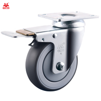 Roues industrielles universelles VIMA 75 mm 100 mm 125 mm en TPR PP acier, roulettes pivotantes à frein pour établi, charge lourde 120 kg