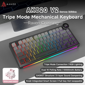 <span class=keywords><strong>Clavier</strong></span> mécanique de jeu AJAZZ AK820 V2 / AK820 V2 <span class=keywords><strong>Pro</strong></span>, 75 % ABS, 82 touches, 10000 mAh, sans fil, tri-mode, pour ordinateur portable et PC - Product Image 3