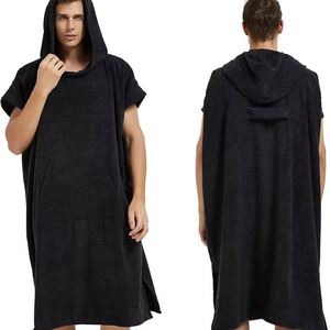 Serviette poncho de plage à capuche pour adulte, 100% coton, imprimé personnalisé, couleur unie, pour le surf - Product Image 1