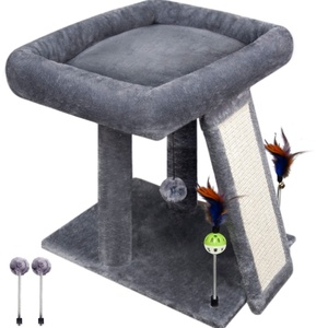 Tree Tower <b>Scratching</b> <b>Post</b> Indoor Cats-Activity Center with Climbing <b>Scratching</b> Board & Playful Toy Balls Grey - Product Image 1