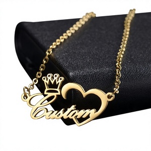 Collana Personalizzata con Lettere in Acciaio Inossidabile Placcato Oro 18K, <span class=keywords><strong>alla</strong></span> Moda per Matrimoni, con Nomi Personalizzati per Donne - Product Image 1