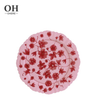 Assiette Plate de Luxe Rose en Porcelaine Fine Écologique pour la Maison et les Mariages, Motif Personnalisable, Assiette de Présentation