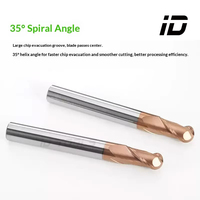 Fraise à bout sphérique à 2 lames hélicoïdales 45° en acier au carbure de tungstène, revêtement TiCN, 60HRC, pour CNC, fabrication directe usine, ODM OEM