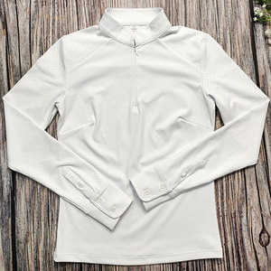 Camisetas de manga larga con cremallera y botones <span class=keywords><strong>para</strong></span> mujer, de malla transpirable, <span class=keywords><strong>para</strong></span> equitación, color blanco. - Product Image 6
