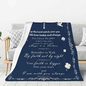 Minimalist Lettering Blessing Flannel Blanket <b>Throw</b> Blanket Nap Blanket Breathable Skin Friendly <b>for</b> <b>Bed</b> Sofa Couch Custom Print - Product Image 1