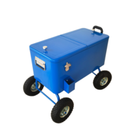 Chariot isotherme à roulettes grande capacité 73L, seau à glace métallique, boîte à glace isotherme avec roues et poignée de traction pour la plage