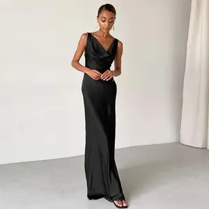 2024, черное Африканское шелковое платье, индийское вечернее шелковое платье, Африканское платье, женское платье для подружки невесты, элегантное атласное платье