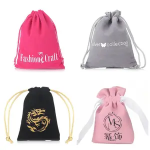 Free Sample Fast Delivery Custom Logo Drawstring Bag Promotional Velvet Jewelry Bag