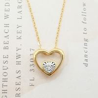 Perhiasan Kalung Liontin Bentuk Hati Berlian Emas Solid Asli 18K Desain Klasik