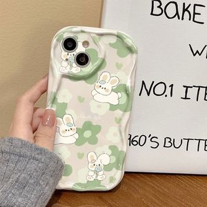 Thỏ Màu Xanh lá cây hoa in Ice Cream sóng cạnh Silicone TPU điện thoại di động Bìa trường hợp đối với <span class=keywords><strong>iPhone</strong></span> 8 x XR XS 11 12 13 14 15 16 17 - Product Image 5