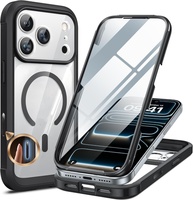 Coque de téléphone robuste en métal à protection intégrale 360° avec protection d'écran en verre intégrée, design étoile transparent, antichoc pour