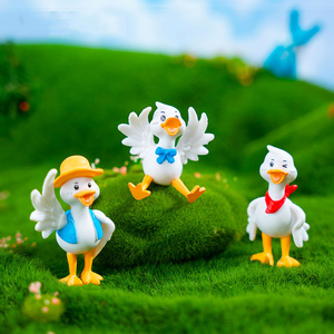 ミニチュアダックフィギュアミニ漫画のアヒルの置物DIYフェアリーガーデンモス風景テラリウム工芸品誕生日パーティー用 - Product Image 2