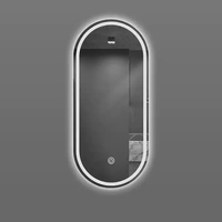 Miroir LED ovale au design personnalisable, avec fonction anti-buée en un clic en option, pour salle de bain