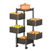 Keuken Draaibaar Opvouwbaar Multifunctioneel 5-Laags Opbergrek Huishoudelijk Staand Snackkarretje Fruit- en Groentemand