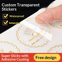 Autocollants personnalisés en papier transparent avec estampage doré imperméable, film mat/brillant, étiquettes multi-formes en rouleau pour