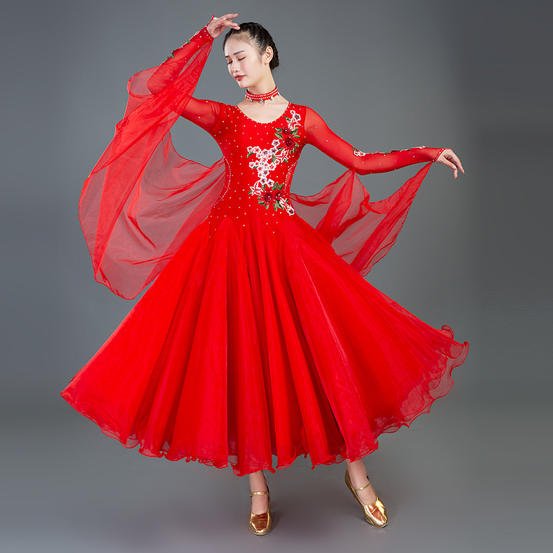 Wholesale High Quality Sexy Women Adult Red Ballroom Dance Dress Wholesale High Quality Sexy Women Adult Red Ballroom Dance Dress