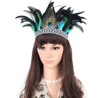 Coiffe à plumes bohème transfrontalière euro-américaine, accessoires de style ethnique tribal africain, ceinture indienne gypsy Yx154