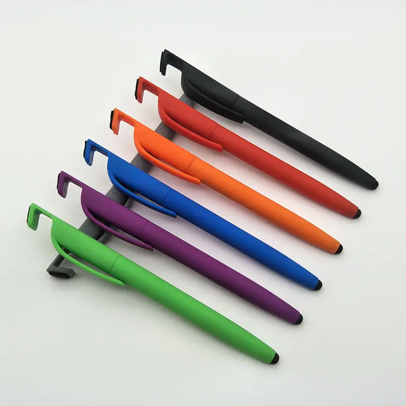 전화 홀더와 고무 코팅을 가진 분류된 색깔 첨필 플라스틱 볼펜
