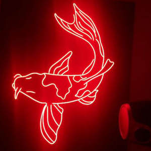 Lumière LED néon personnalisée Kanji Japon Enseigne néon <span class=keywords><strong>Poisson</strong></span> Koi Enseigne néon pour décoration Cadeau d'Halloween - Product Image 1