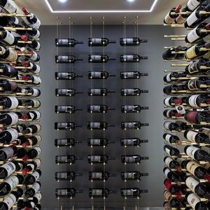 Étagère à vin réglable de style ferme moderne, gain de place, système de suspension de vin par câble, étagère à vin du sol au plafond - Product Image 1