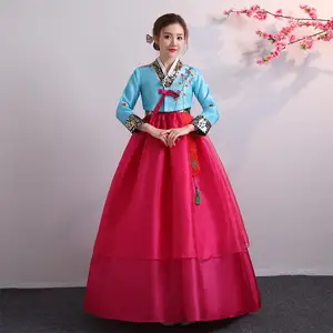 여성용 한국 전통 의상 한복 원피스 고대 의상 복고풍 코트 한국 패션 무대 공연 의류