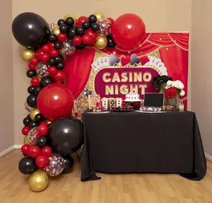 49er Casino Kit d'arche de ballons rouge et noir et guirlande décorations de fête pour garçon bûcherjack anniversaire X0000